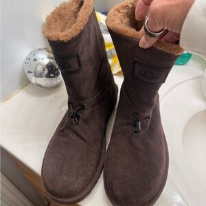 UGG Brown Suede Boots with Fur Lining